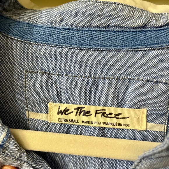 Free People Blue and Cream/White Striped Button Down Shirt - Picture 5 of 5